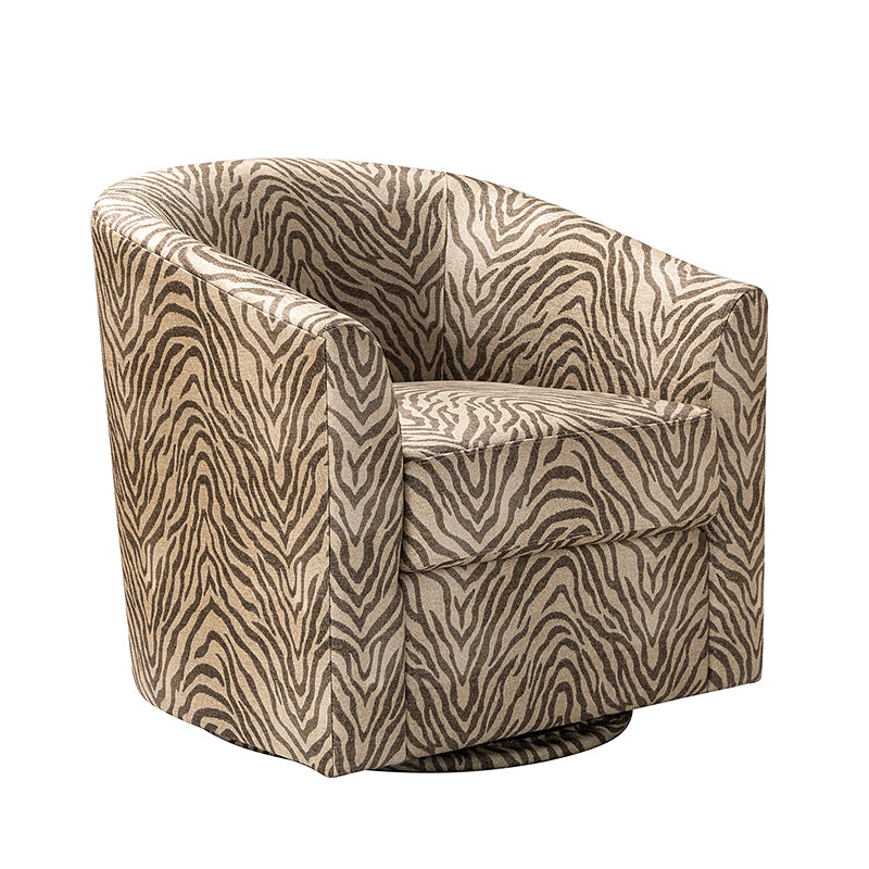Pablo Modern Swivel Barrel Chair with Upholstered Fabric & Metal Base
