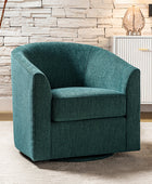 Pablo Modern Swivel Barrel Chair with Upholstered Fabric & Metal Base