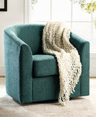 Pablo Modern Swivel Barrel Chair with Upholstered Fabric & Metal Base