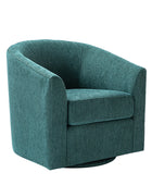 Pablo Modern Swivel Barrel Chair with Upholstered Fabric & Metal Base