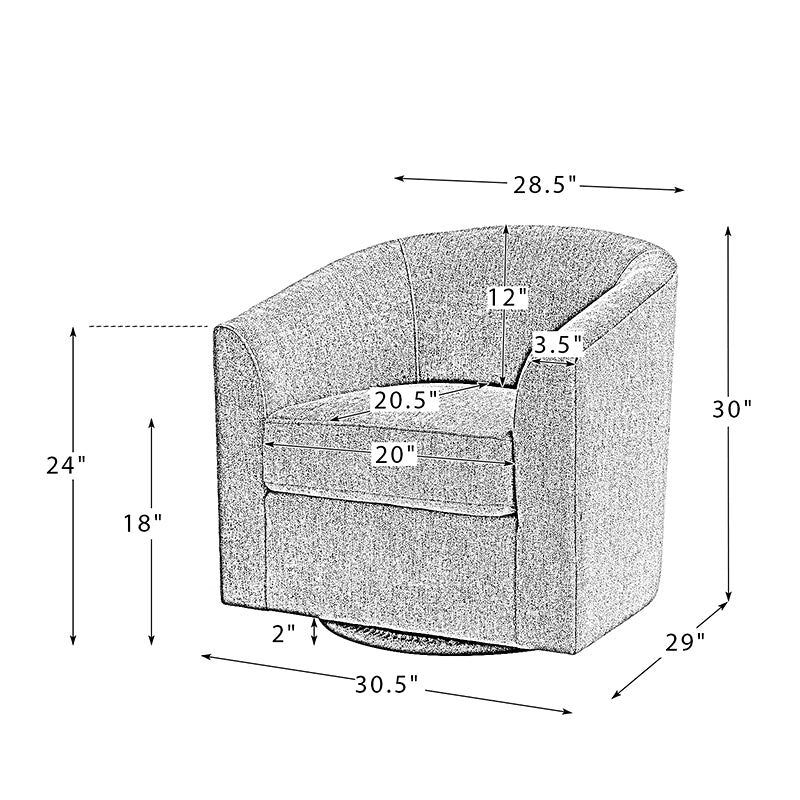 Pablo Modern Swivel Barrel Chair with Upholstered Fabric & Metal Base