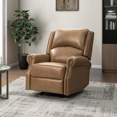 Barthola 32.67" Wide Genuine Leather Manual Rocker Recliner