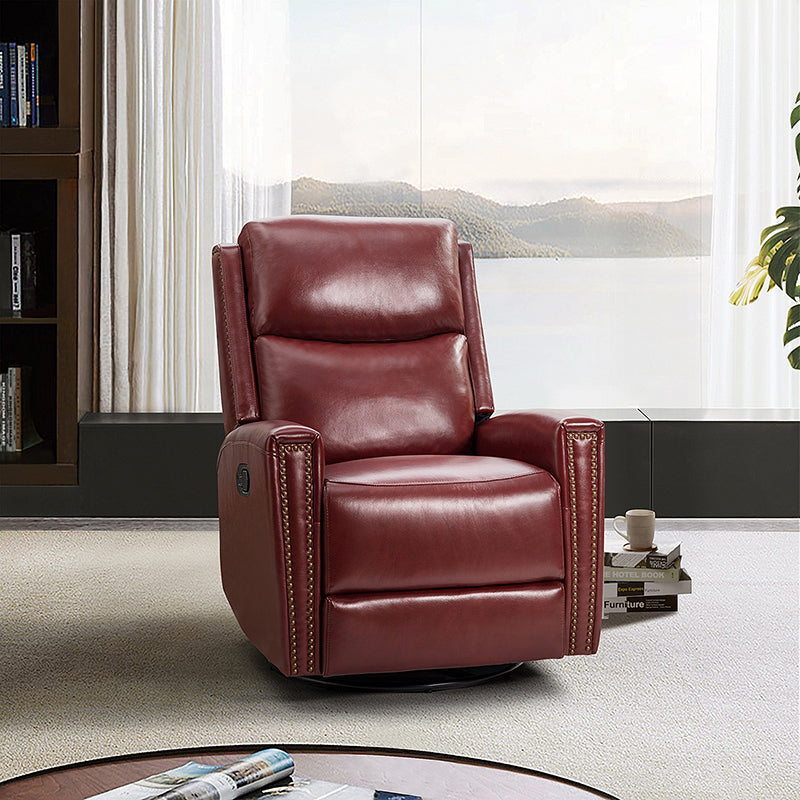 Aniceta Wide Genuine Leather Swivel Rocker Glider Recliner