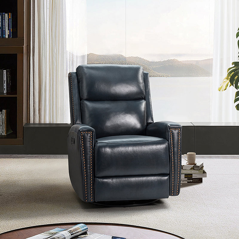 Alpha real 2024 leather swivel recliner