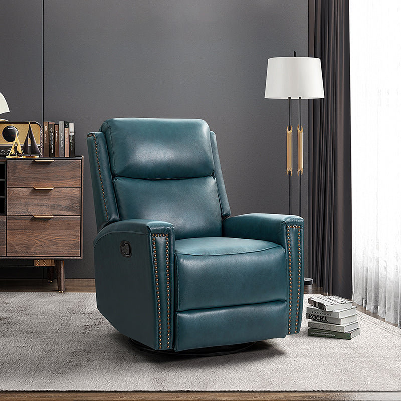 Blue leather discount swivel rocker recliner