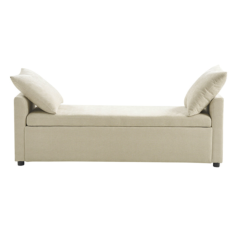 Benito 59.4" Wide End of Bed Storage Couch Bench with Two Throw Pillows