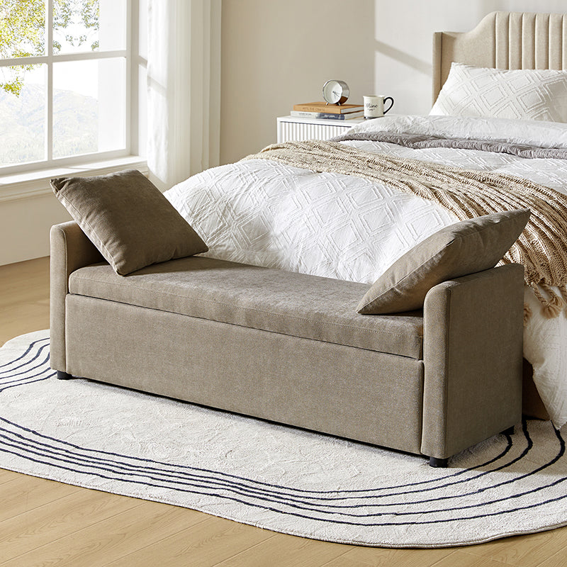 Benito 59.4" Wide End of Bed Storage Couch Bench with Two Throw Pillows