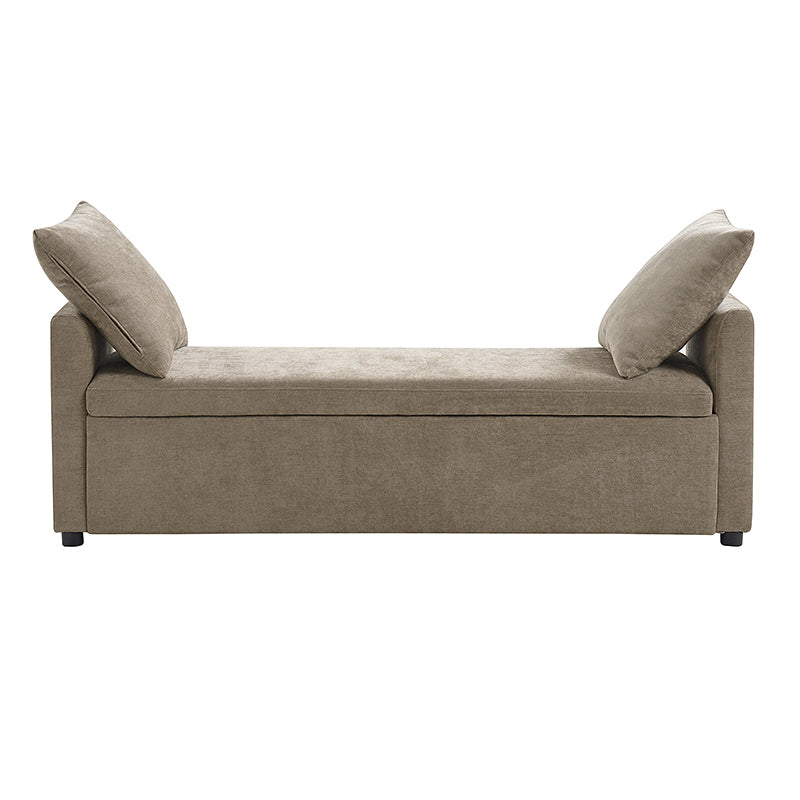 Benito 59.4" Wide End of Bed Storage Couch Bench with Two Throw Pillows