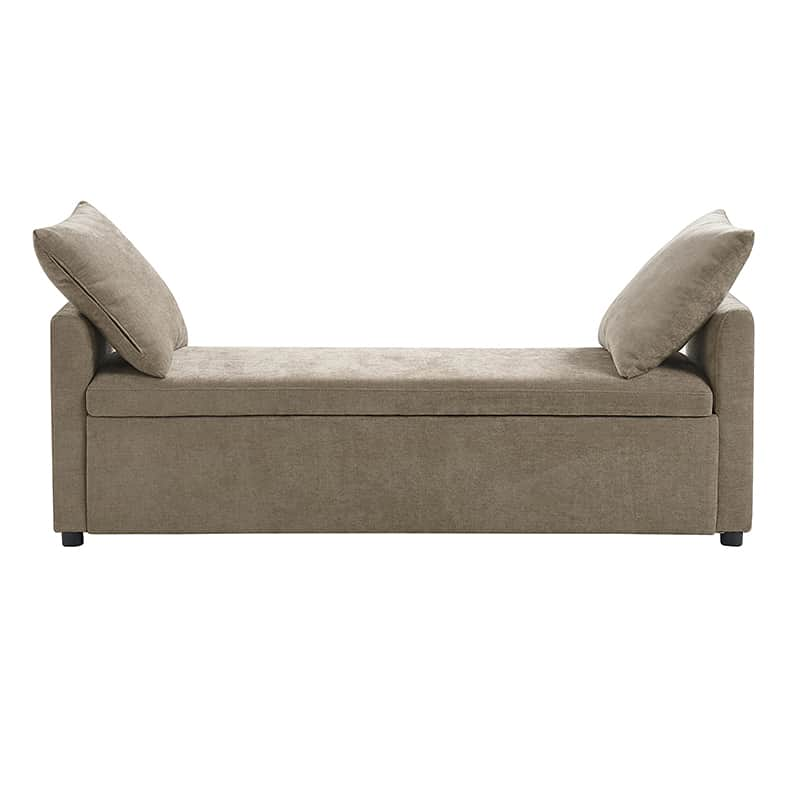 Benito 59.4" Wide End Of Bed Storage Couch Bench With Two Throw Pillows