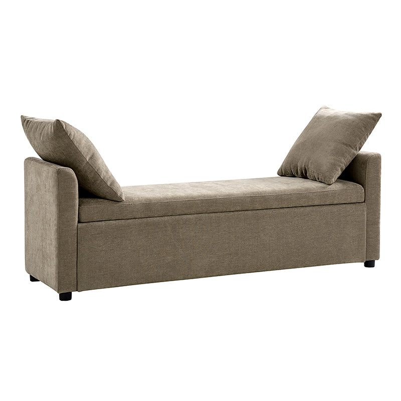 Benito 59.4" Wide End of Bed Storage Couch Bench with Two Throw Pillows