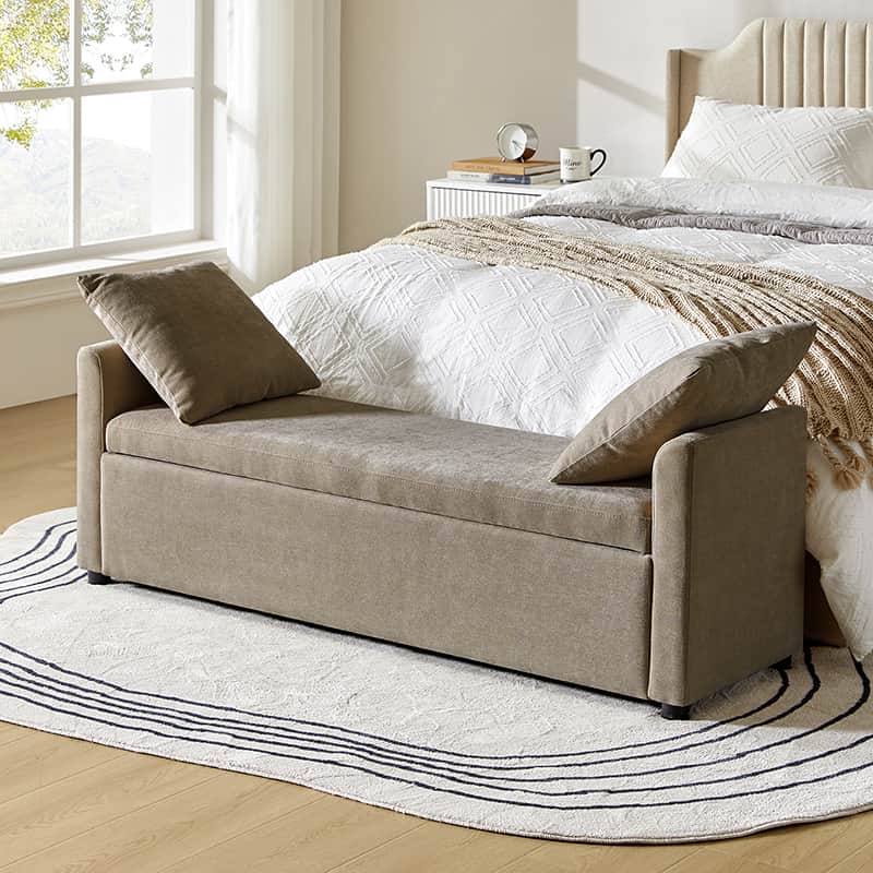 Storage Ottoman Bench HULALA HOME Rattan Storage Bench, Rattan