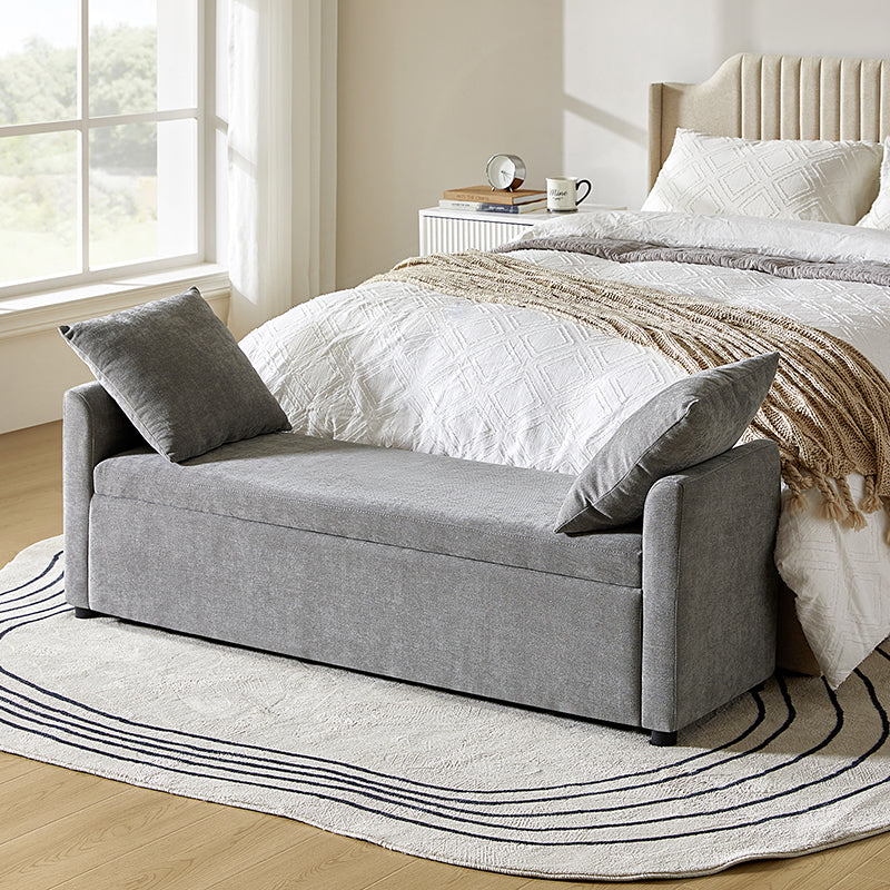 Benito 59.4" Wide End of Bed Storage Couch Bench with Two Throw Pillows