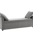Benito 59.4" Wide End of Bed Storage Couch Bench with Two Throw Pillows