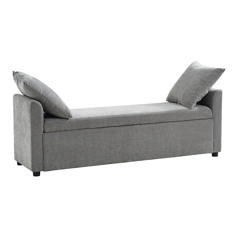 Benito 59.4" Wide End of Bed Storage Couch Bench with Two Throw Pillows