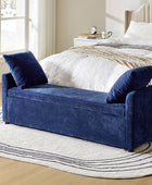 Benito 59.4" Wide End of Bed Storage Couch Bench with Two Throw Pillows