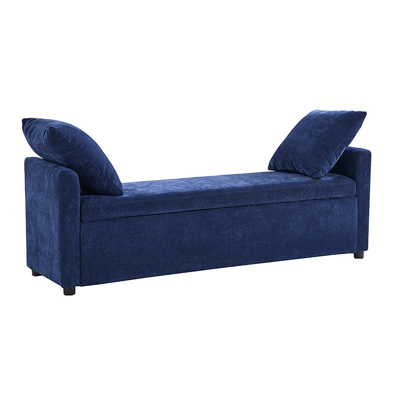 Benito 59.4" Wide End of Bed Storage Couch Bench with Two Throw Pillows