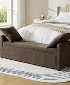 Benito 59.4" Wide End of Bed Storage Couch Bench with Two Throw Pillows
