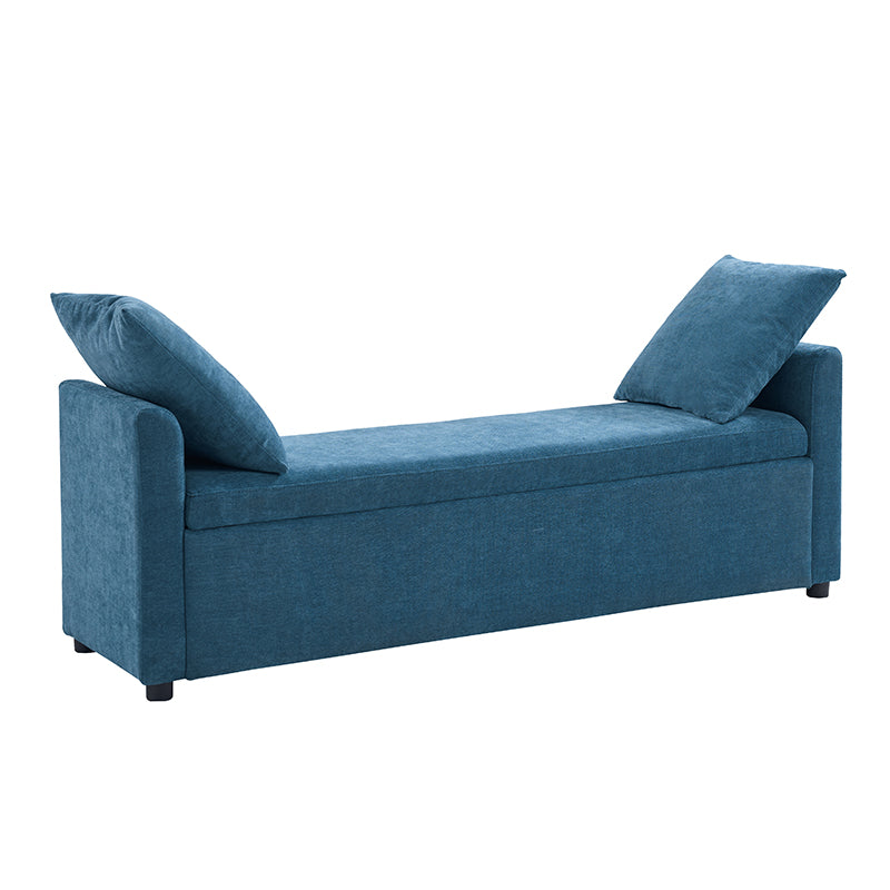 Benito 59.4" Wide End of Bed Storage Couch Bench with Two Throw Pillows