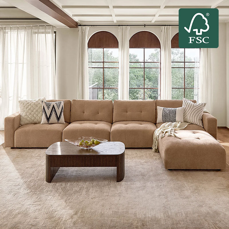 Memosa Deep-Seat Modular Sectional Sofa with Memory Foam