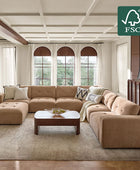 Memosa Deep-Seat Modular Sectional Sofa with Memory Foam Cushions in Camel– Modern Living Room Furniture