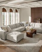 Memosa Deep-Seat Modular Sectional Sofa with Memory Foam Cushions in Beige – Modern Living Room Furniture