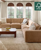 Memosa Deep-Seat Modular Sectional Sofa with Memory Foam Cushions in Camel– Modern Living Room Furniture