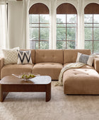 Memosa Deep-Seat Modular Sectional Sofa with Memory Foam Cushions in Camel– Modern Living Room Furniture