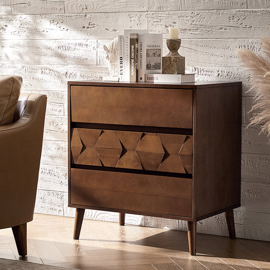 Haidee Mid-century Modern 3-Drawer Dresser with Built-in Charging Station & Flared Legs