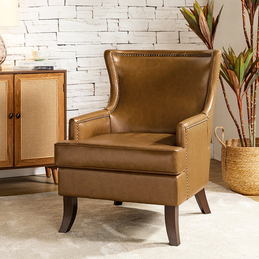 Mid-century Modern Vegan Leather Accent Armchair