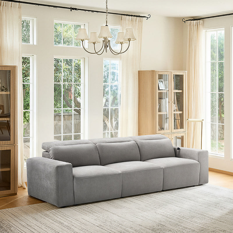 Modern Chenille Upholstered Reclining Sofa with Electric Recliners for Living Room