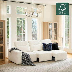 Modern Chenille Upholstered Reclining Sofa with Electric Recliners for Living Room