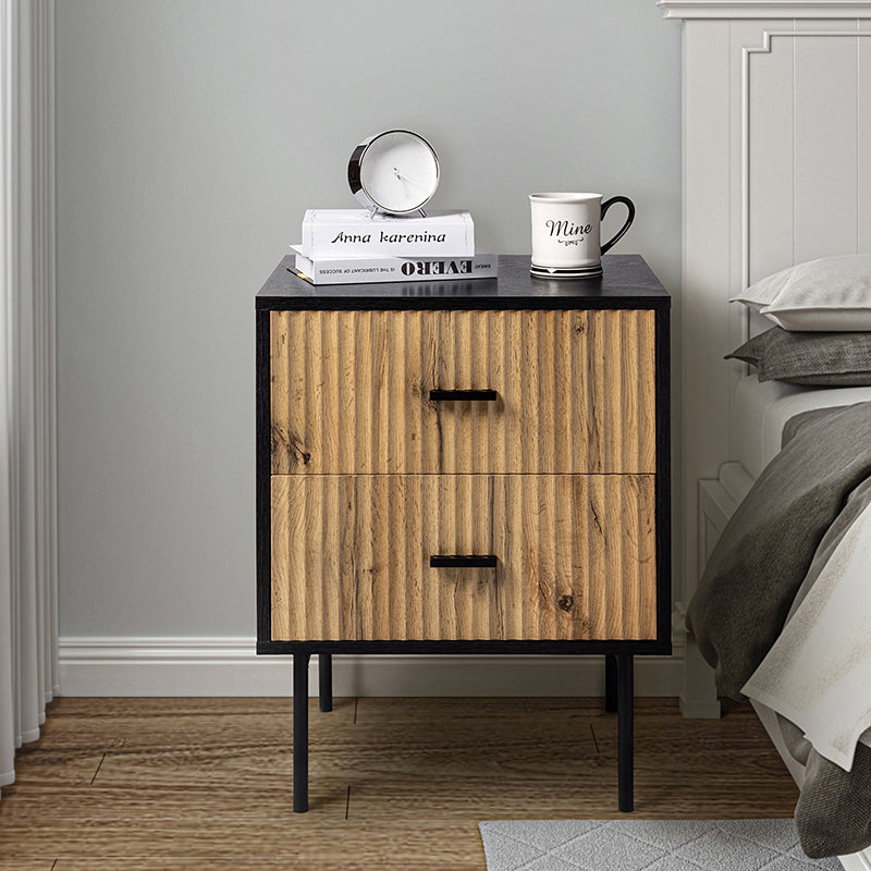 Hulala Home Nahuel Modern Nightstand with Two Drawers Black