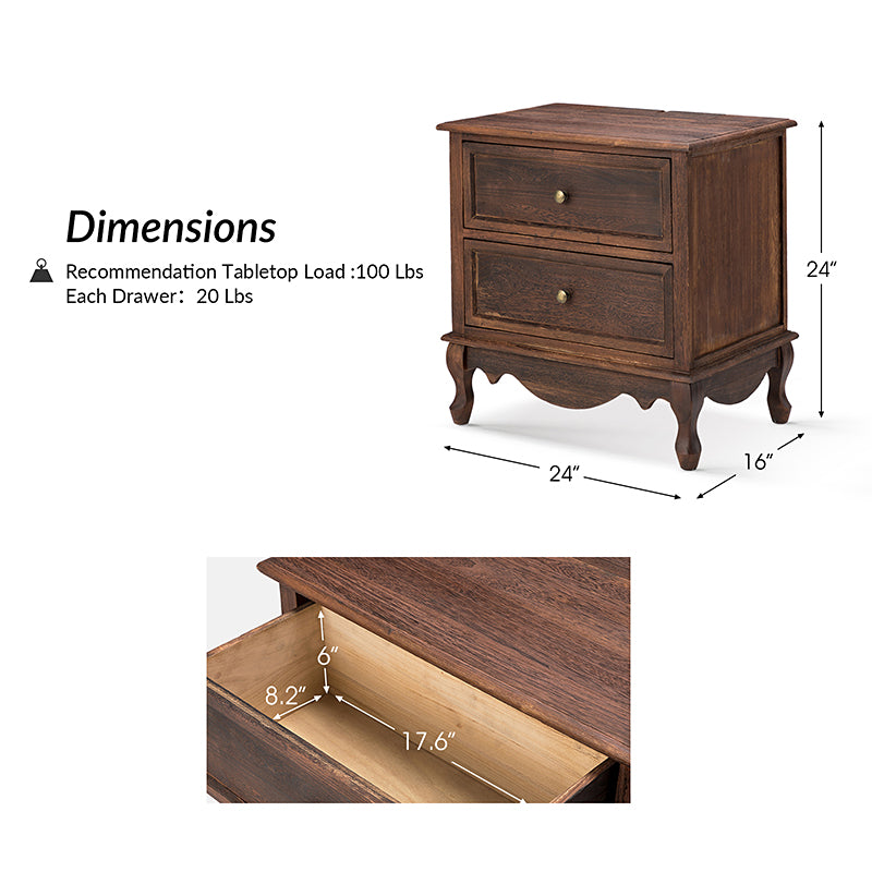 Galatea 24" Tall 2 - Drawer Nightstand Chest