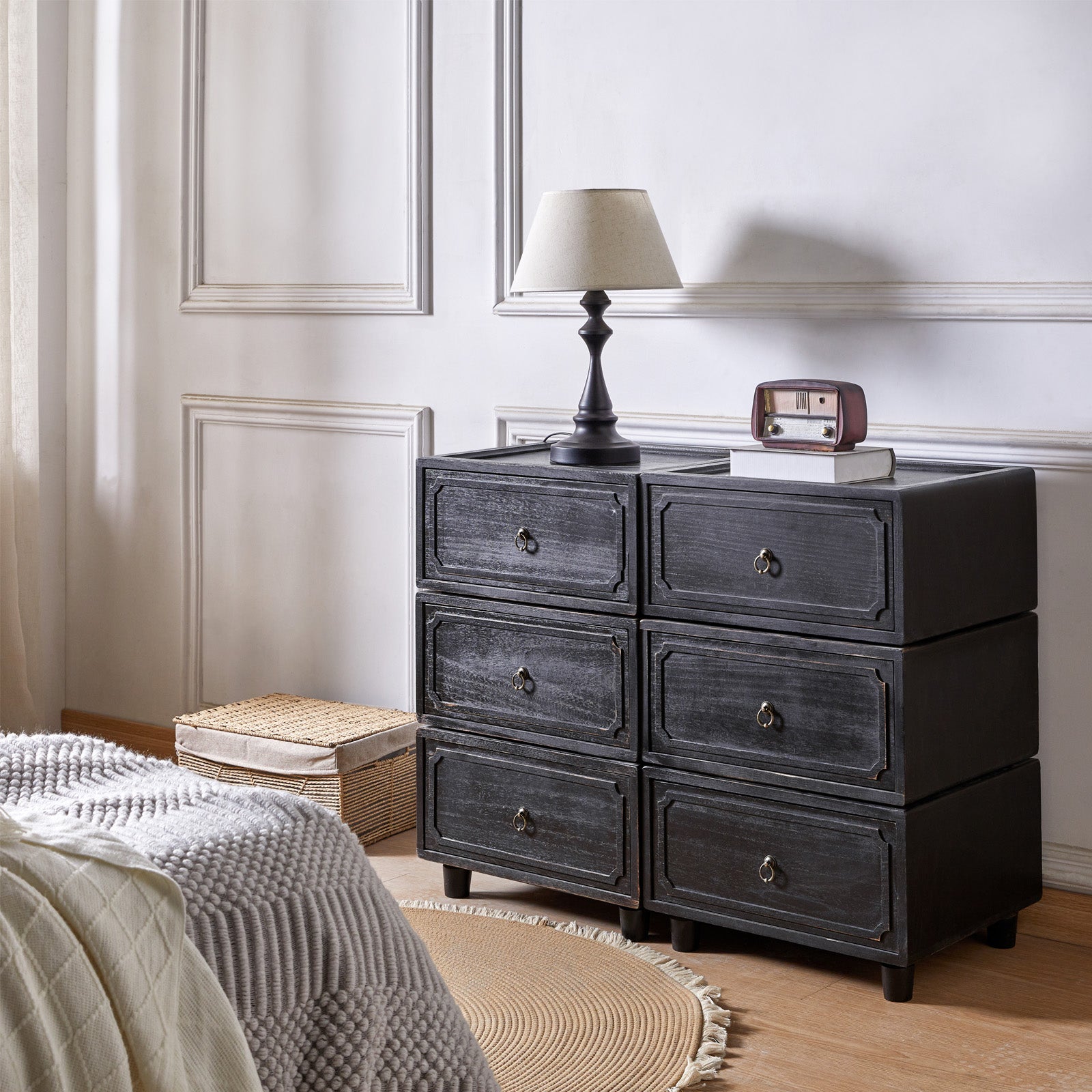 Peggie Transitional Farmhouse Combination Nightstand(Multiple Unit Options)