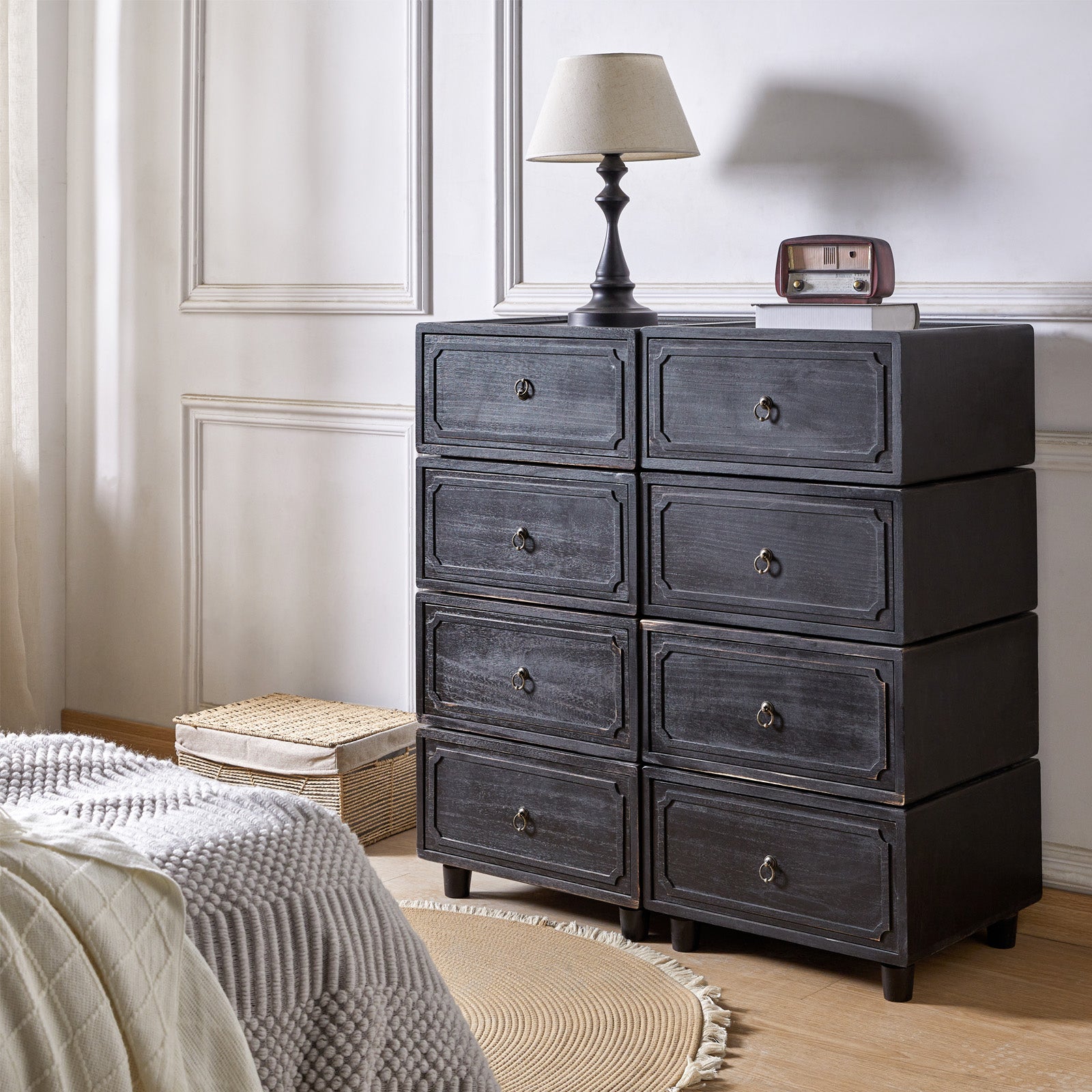 Peggie Transitional Farmhouse Combination Nightstand(Multiple Unit Options)