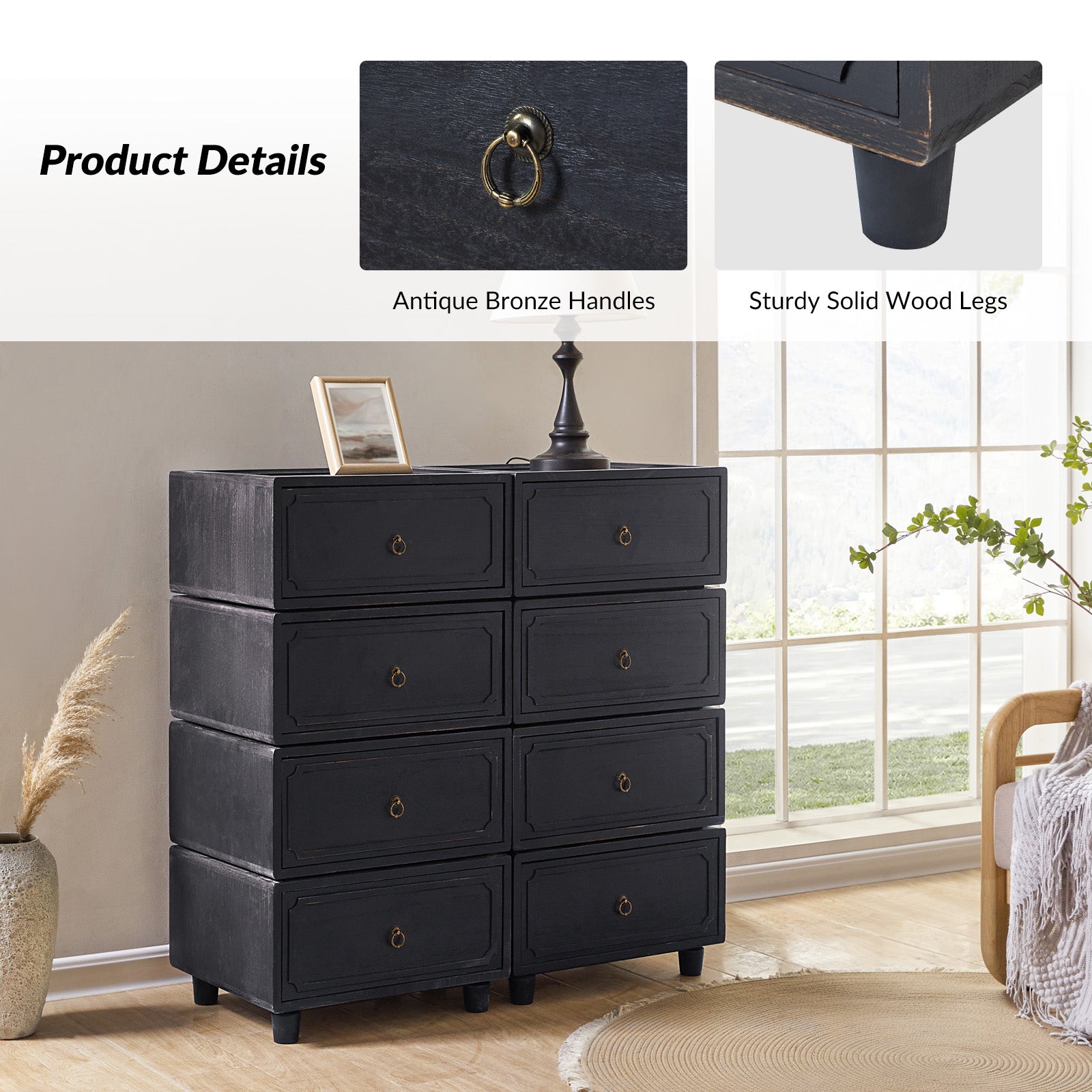 Peggie Transitional Farmhouse Combination Nightstand(Multiple Unit Options)