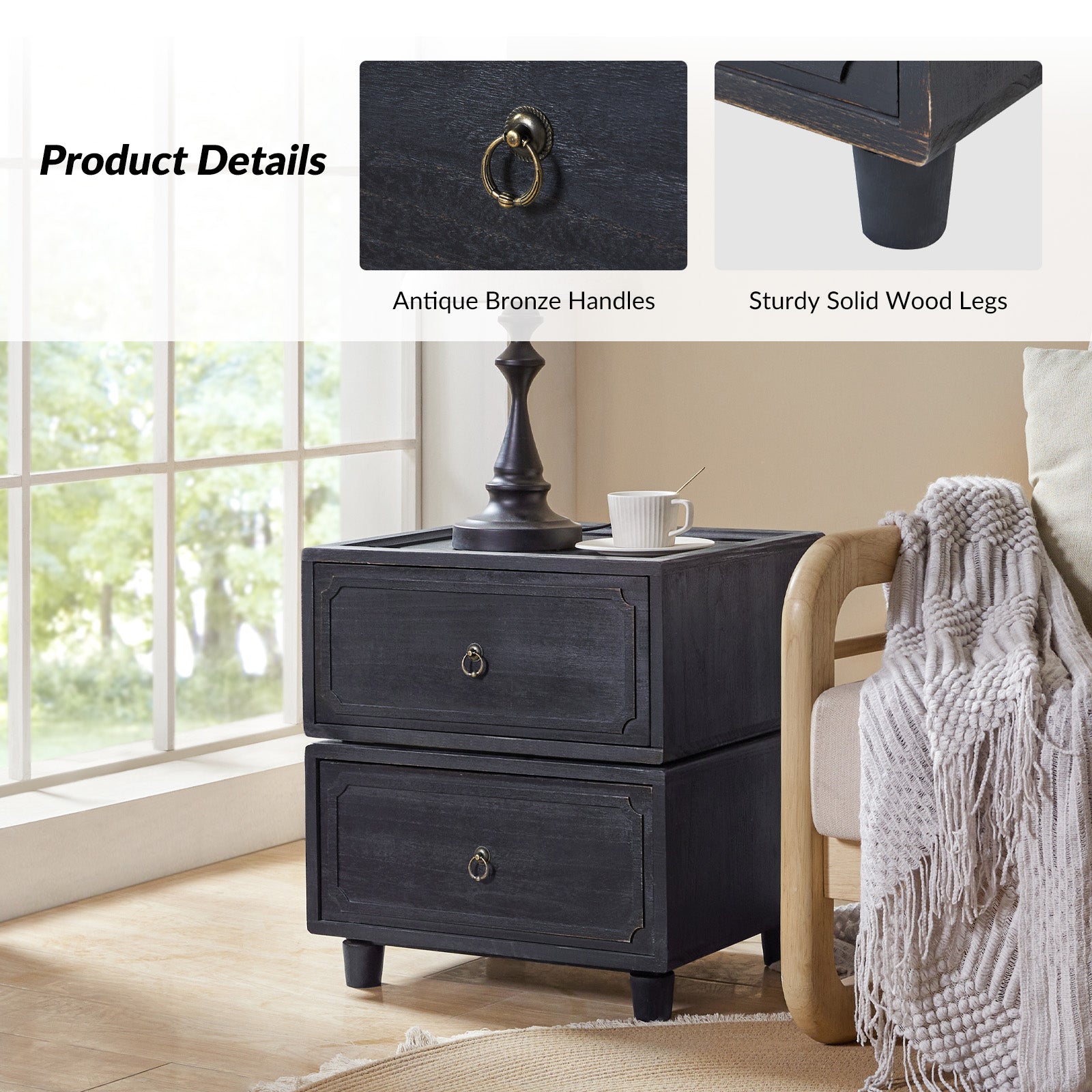 Peggie Transitional Farmhouse Combination Nightstand(Multiple Unit Options)