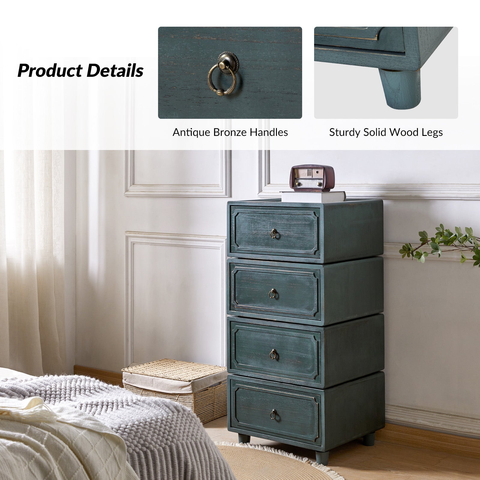 Peggie Transitional Farmhouse Combination Nightstand(Multiple Unit Options)