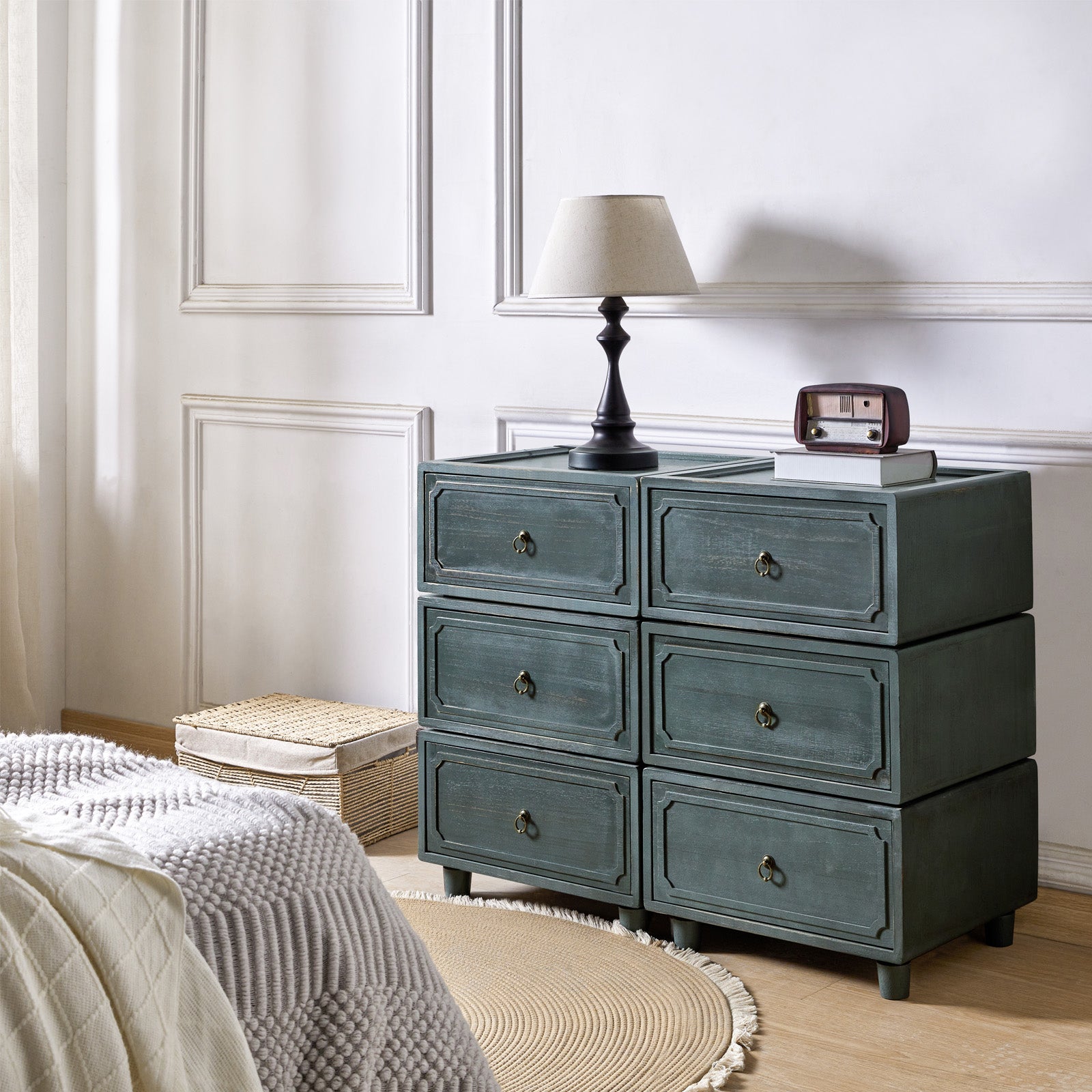 Peggie Transitional Farmhouse Combination Nightstand(Multiple Unit Options)