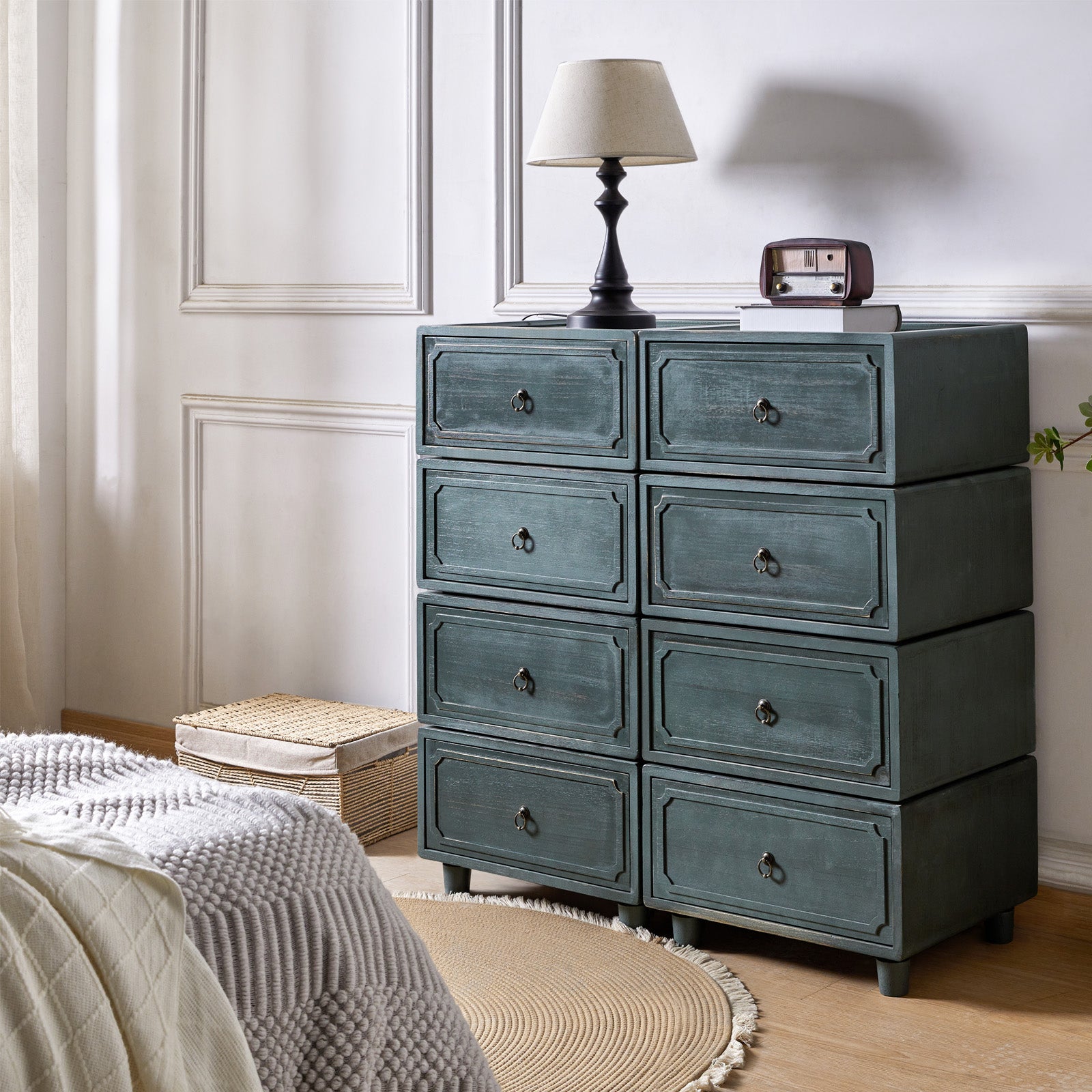 Peggie Transitional Farmhouse Combination Nightstand(Multiple Unit Options)