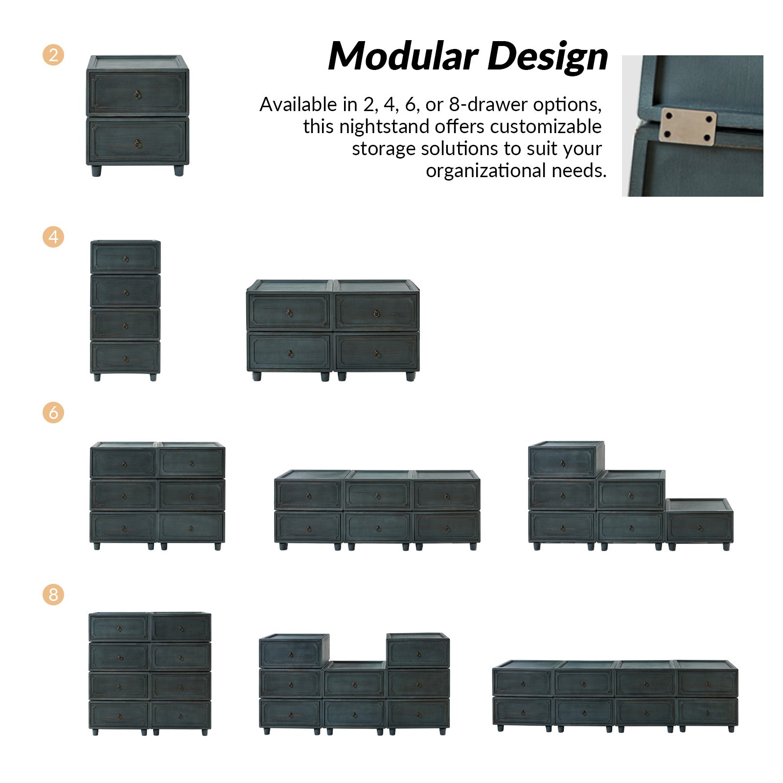 Peggie Transitional Farmhouse Combination Nightstand(Multiple Unit Options)