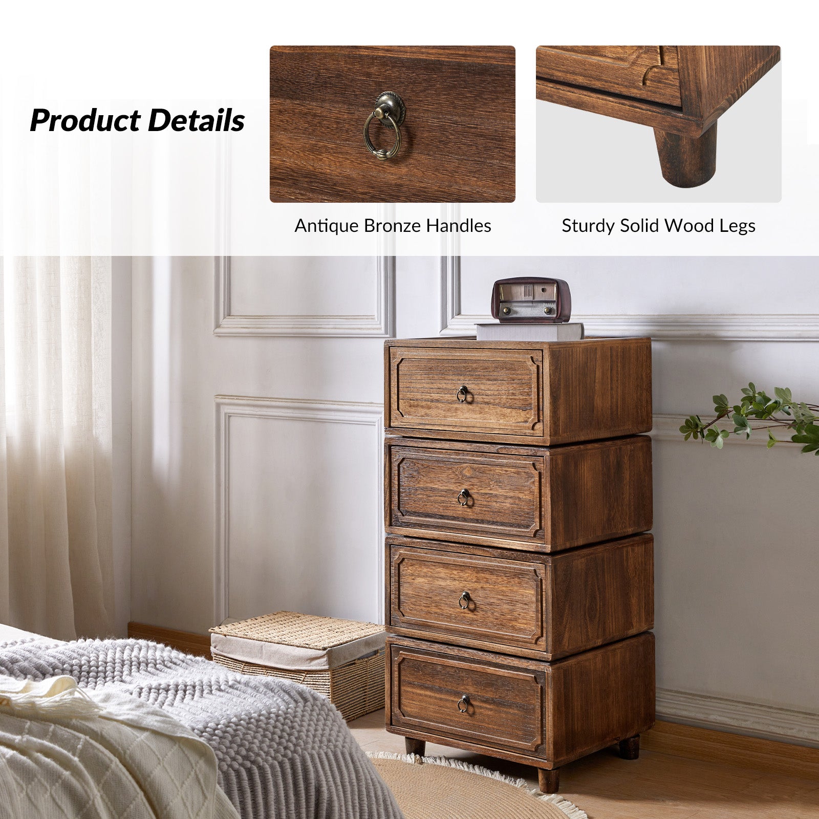 Peggie Transitional Farmhouse Combination Nightstand(Multiple Unit Options)