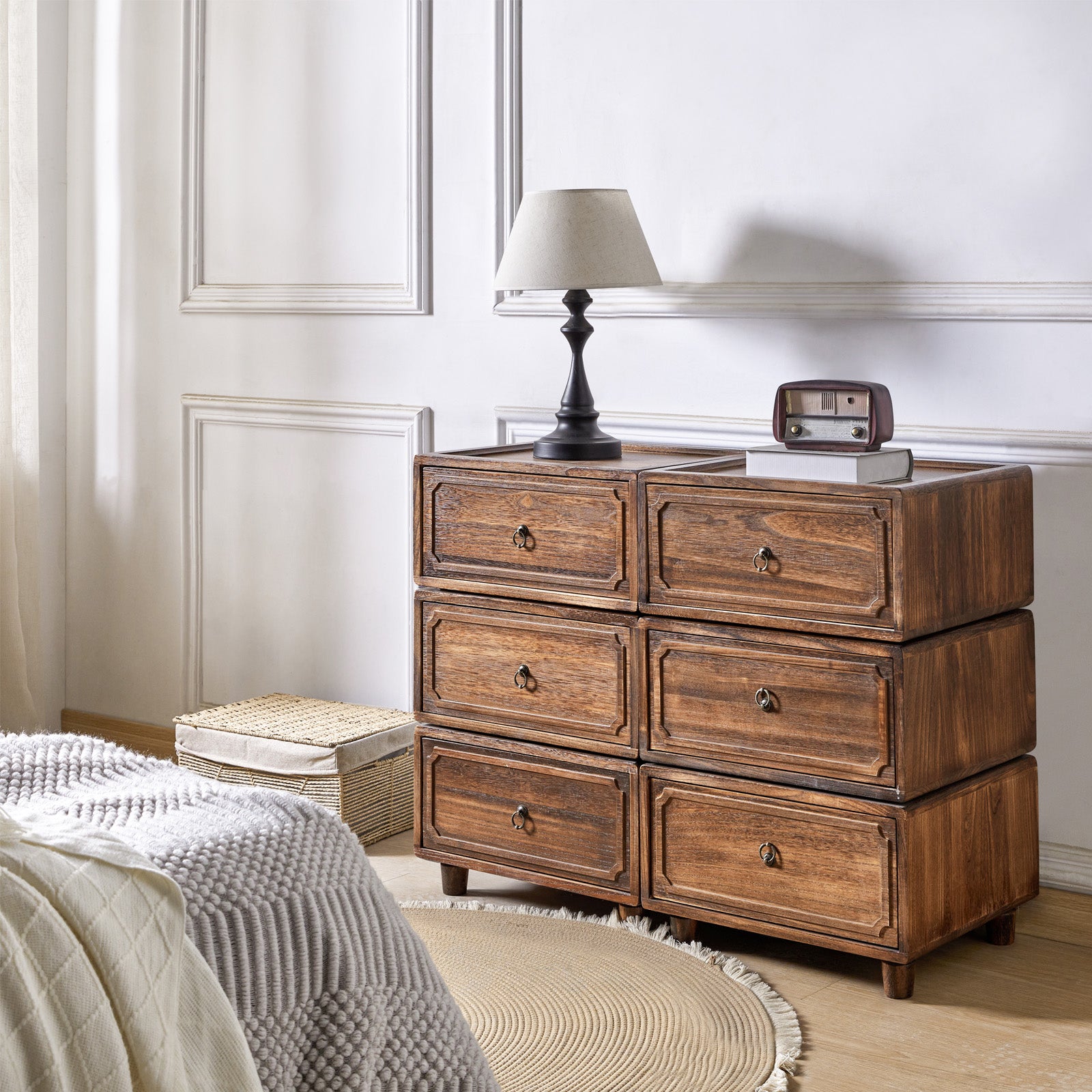 Peggie Transitional Farmhouse Combination Nightstand(Multiple Unit Options)