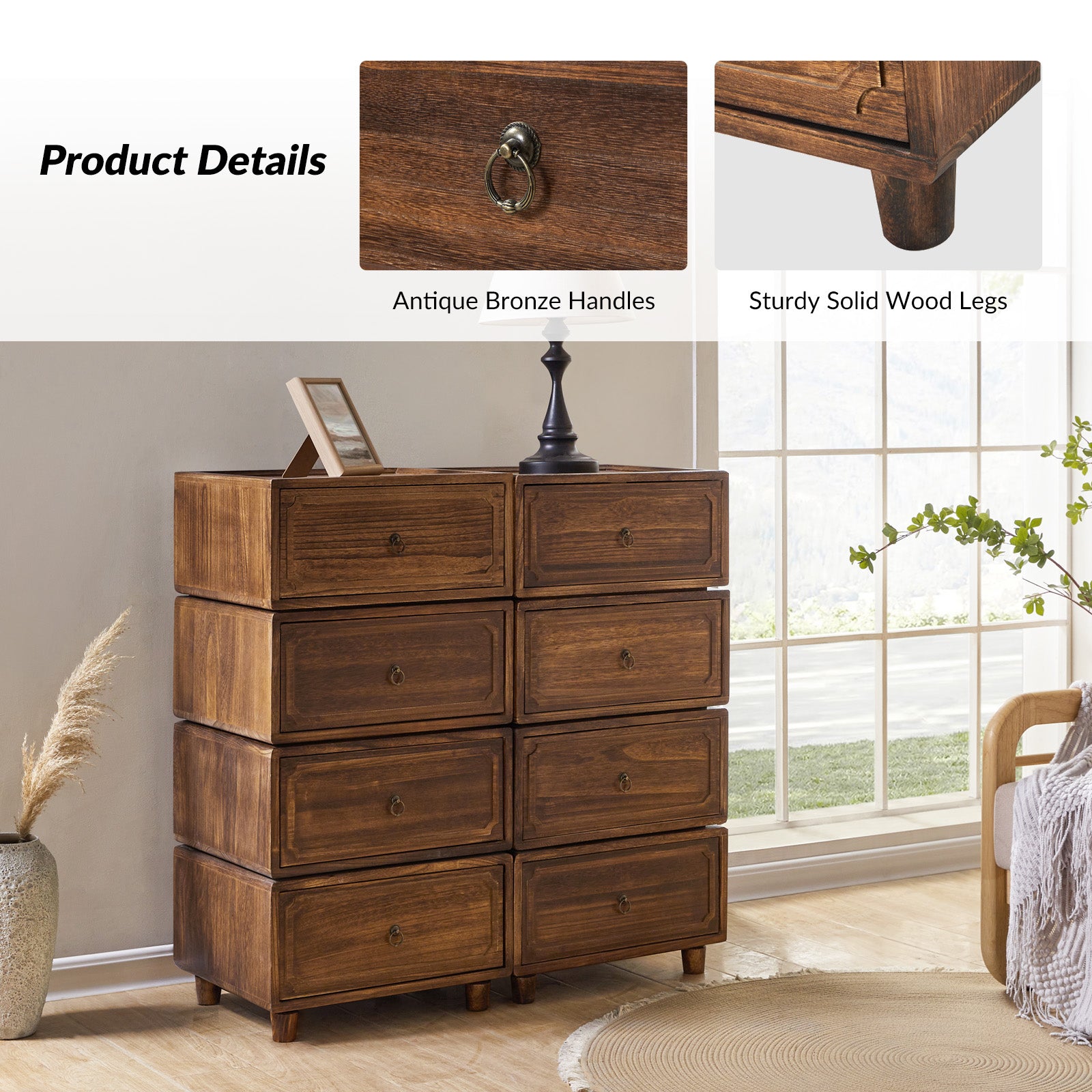 Peggie Transitional Farmhouse Combination Nightstand(Multiple Unit Options)