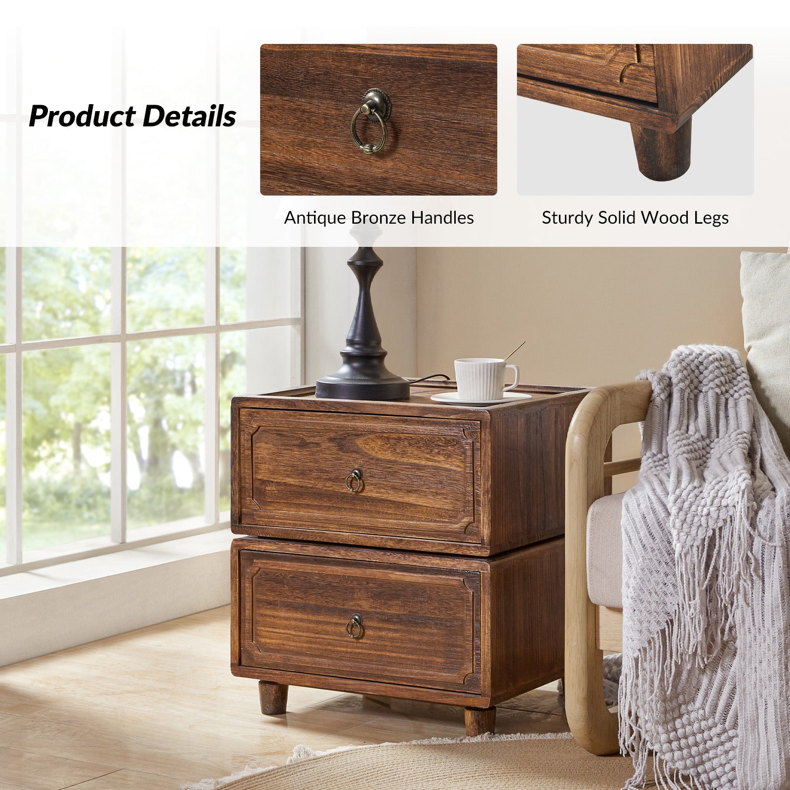 Peggie Transitional Farmhouse Combination Nightstand(Multiple Unit Options)