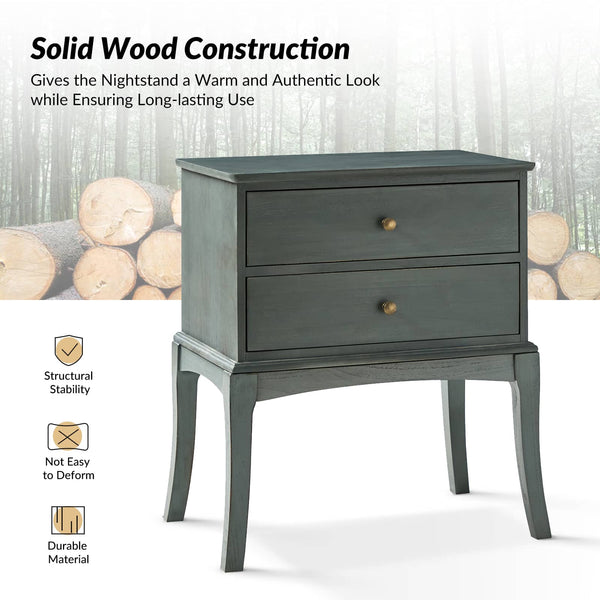 Dominique 28" Tall Solid Wood End Table with Hidden Outlet(Optional Types)