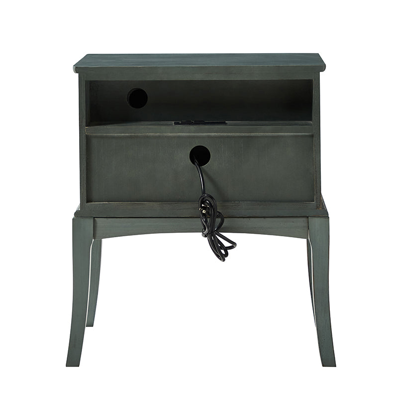 Dominique 28"Tall Solid Wood Nightstand with Hidden Outlet