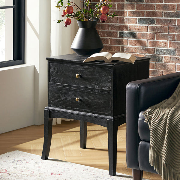 Dominique 28" Tall Solid Wood End Table with Hidden Outlet(Optional Types)