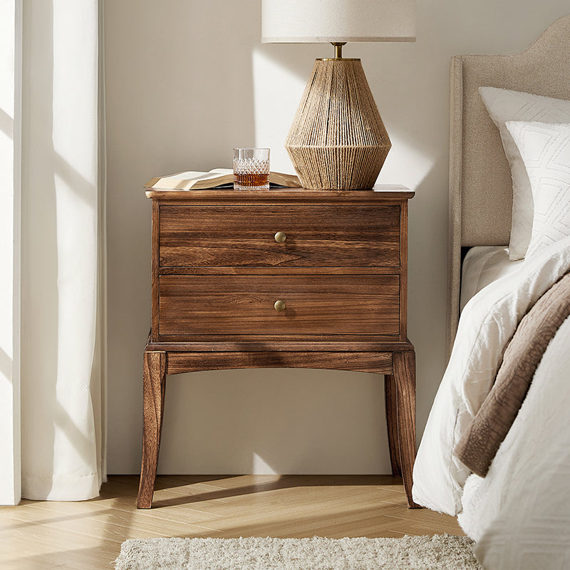 Dominique 28"Tall Solid Wood Nightstand with Hidden Outlet