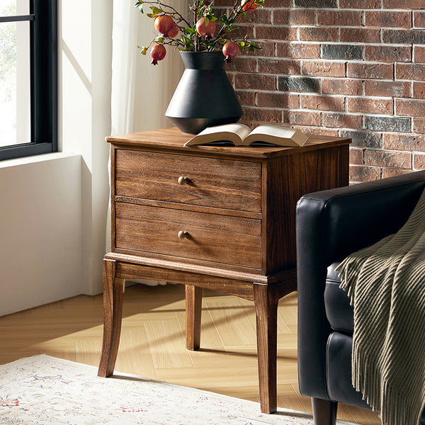 Dominique 28" Tall Solid Wood End Table with Hidden Outlet(Optional Types)